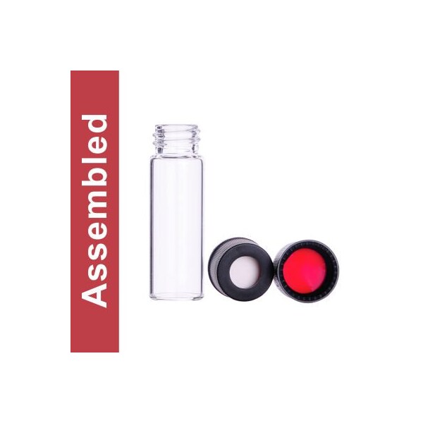 Cp Lab Safety. Wheaton MicroLiter 4ML Clear Screw Thread Vial Kit, Open Top Cap, PTFE Septa, 100 pk 13-1010KP-A - main